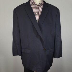 Joseph Feiss Men's Sport Coat Blazer‎ Two Button Navy Blue Twill Wool SIze 56R